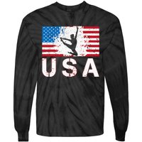 Gymnastics Usa Team American Flag Heart Us Gymnast Tie-Dye Long Sleeve Shirt