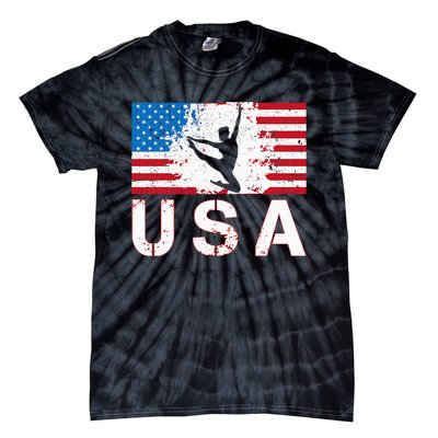 Gymnastics Usa Team American Flag Heart Us Gymnast Tie-Dye T-Shirt