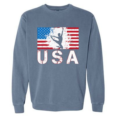 Gymnastics Usa Team American Flag Heart Us Gymnast Garment-Dyed Sweatshirt