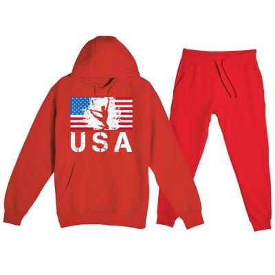 Gymnastics Usa Team American Flag Heart Us Gymnast Premium Hooded Sweatsuit Set