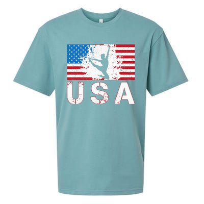 Gymnastics Usa Team American Flag Heart Us Gymnast Sueded Cloud Jersey T-Shirt