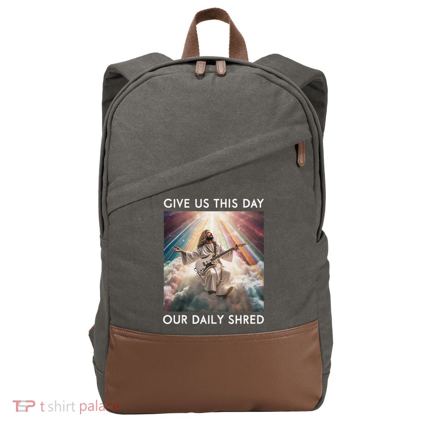 Give Us This Day Our Daily Shred Jesus Christian Cotton Canvas Backpack