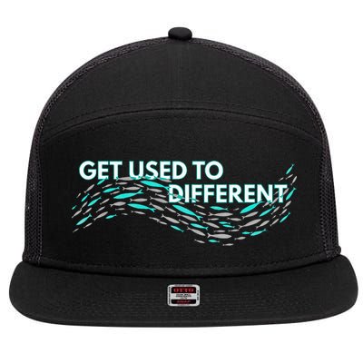 Get Used To Different X Chosen X Fish Against The Current 7 Panel Mesh Trucker Snapback Hat