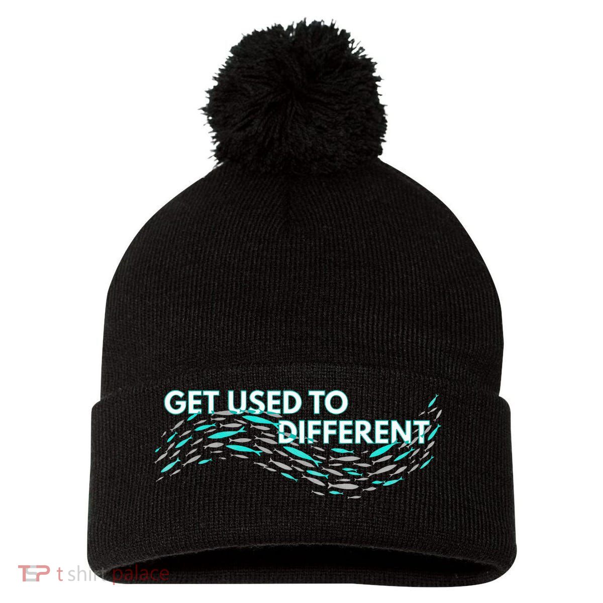 Get Used To Different X Chosen X Fish Against The Current Pom Pom 12in Knit Beanie