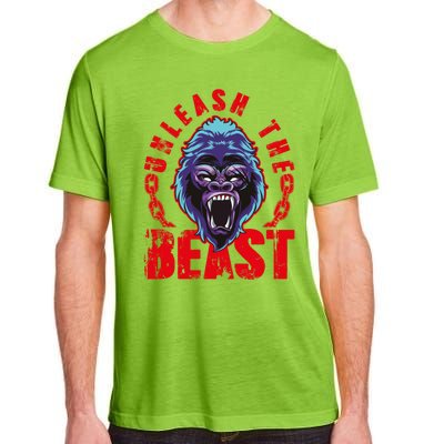 Gorilla Unleash The Beast Gym Mode Fitness Motivation Quote Gift Adult ChromaSoft Performance T-Shirt