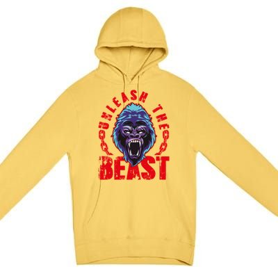 Gorilla Unleash The Beast Gym Mode Fitness Motivation Quote Gift Premium Pullover Hoodie