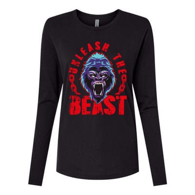 Gorilla Unleash The Beast Gym Mode Fitness Motivation Quote Gift Womens Cotton Relaxed Long Sleeve T-Shirt