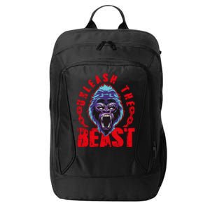 Gorilla Unleash The Beast Gym Mode Fitness Motivation Quote Gift City Backpack