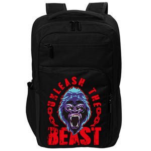 Gorilla Unleash The Beast Gym Mode Fitness Motivation Quote Gift Impact Tech Backpack