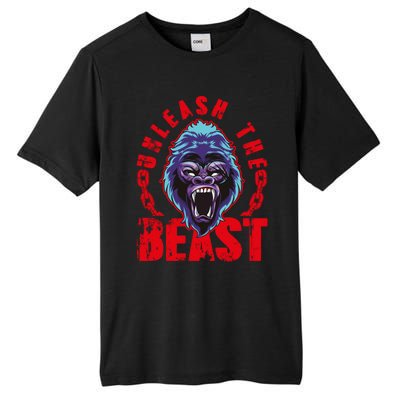 Gorilla Unleash The Beast Gym Mode Fitness Motivation Quote Gift Tall Fusion ChromaSoft Performance T-Shirt