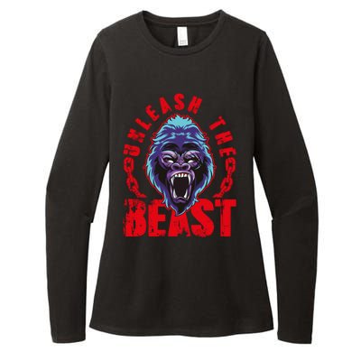 Gorilla Unleash The Beast Gym Mode Fitness Motivation Quote Gift Womens CVC Long Sleeve Shirt