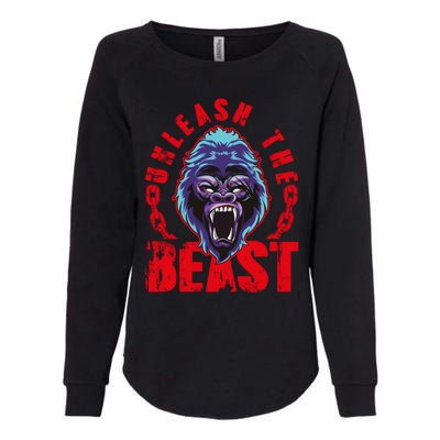 Gorilla Unleash The Beast Gym Mode Fitness Motivation Quote Gift Womens California Wash Sweatshirt