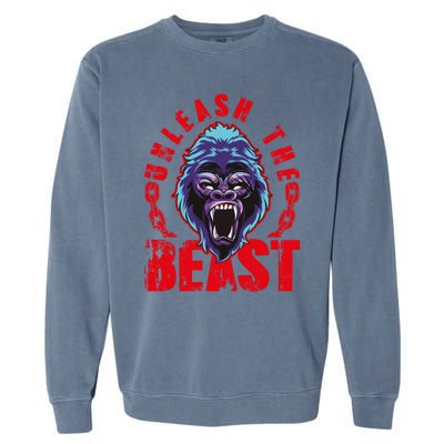 Gorilla Unleash The Beast Gym Mode Fitness Motivation Quote Gift Garment-Dyed Sweatshirt