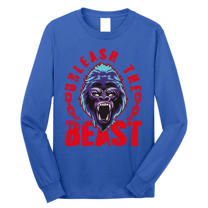 Gorilla Unleash The Beast Gym Mode Fitness Motivation Quote Gift Long Sleeve Shirt