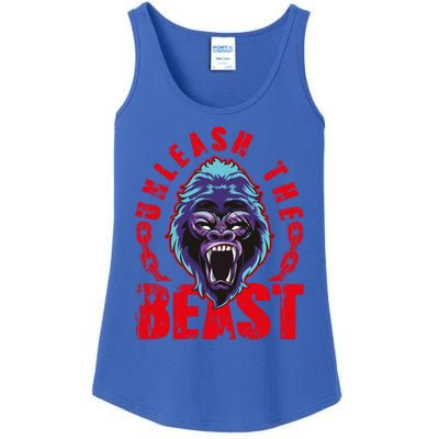 Gorilla Unleash The Beast Gym Mode Fitness Motivation Quote Gift Ladies Essential Tank