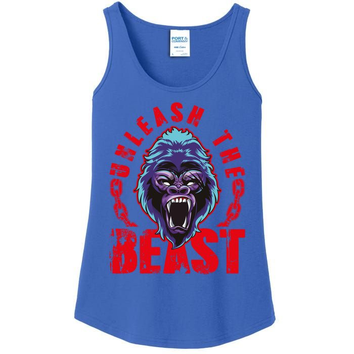 Gorilla Unleash The Beast Gym Mode Fitness Motivation Quote Gift Ladies Essential Tank