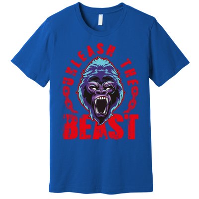 Gorilla Unleash The Beast Gym Mode Fitness Motivation Quote Gift Premium T-Shirt