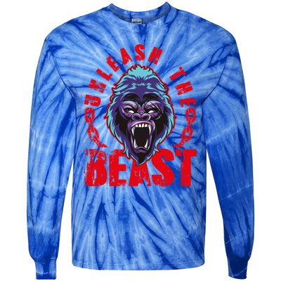 Gorilla Unleash The Beast Gym Mode Fitness Motivation Quote Gift Tie-Dye Long Sleeve Shirt