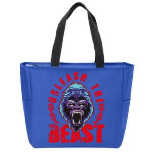 Gorilla Unleash The Beast Gym Mode Fitness Motivation Quote Gift Zip Tote Bag