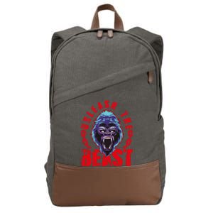 Gorilla Unleash The Beast Gym Mode Fitness Motivation Quote Gift Cotton Canvas Backpack