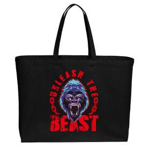 Gorilla Unleash The Beast Gym Mode Fitness Motivation Quote Gift Cotton Canvas Jumbo Tote