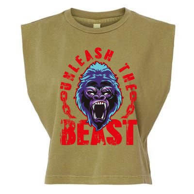 Gorilla Unleash The Beast Gym Mode Fitness Motivation Quote Gift Garment-Dyed Women's Muscle Tee