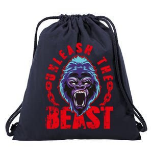 Gorilla Unleash The Beast Gym Mode Fitness Motivation Quote Gift Drawstring Bag