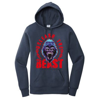 Gorilla Unleash The Beast Gym Mode Fitness Motivation Quote Gift Women's Pullover Hoodie