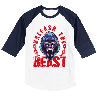 Gorilla Unleash The Beast Gym Mode Fitness Motivation Quote Gift Baseball Sleeve Shirt