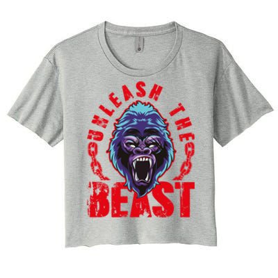 Gorilla Unleash The Beast Gym Mode Fitness Motivation Quote Gift Women's Crop Top Tee