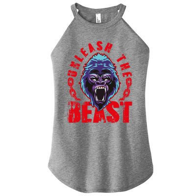 Gorilla Unleash The Beast Gym Mode Fitness Motivation Quote Gift Women’s Perfect Tri Rocker Tank