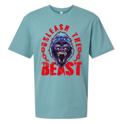 Gorilla Unleash The Beast Gym Mode Fitness Motivation Quote Gift Sueded Cloud Jersey T-Shirt