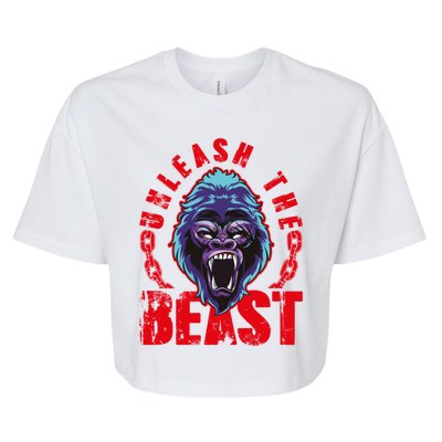 Gorilla Unleash The Beast Gym Mode Fitness Motivation Quote Gift Bella+Canvas Jersey Crop Tee