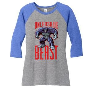 Gorilla Unleash The Beast Motivation Gym Mode Fitness Gift Women's Tri-Blend 3/4-Sleeve Raglan Shirt