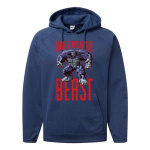 Gorilla Unleash The Beast Motivation Gym Mode Fitness Gift Performance Fleece Hoodie