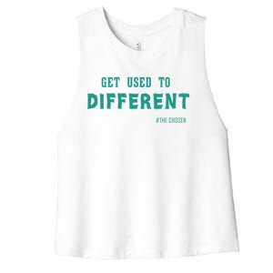 Get Used To Different Chosen Hooded Gift Women's Racerback Cropped Tank