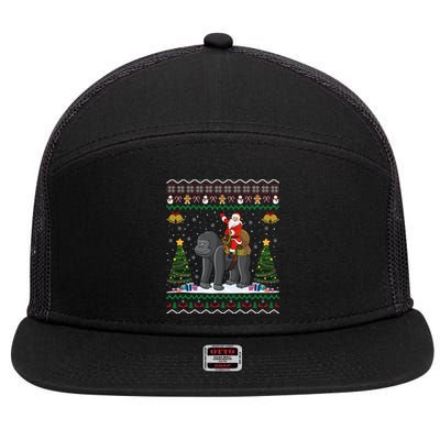 Gorilla Ugly Xmas Gift Santa Riding Gorilla Christmas Gift 7 Panel Mesh Trucker Snapback Hat