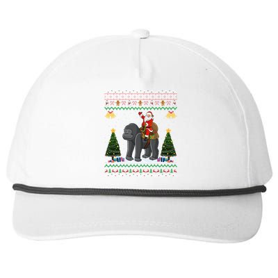 Gorilla Ugly Xmas Gift Santa Riding Gorilla Christmas Gift Snapback Five-Panel Rope Hat