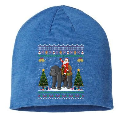 Gorilla Ugly Xmas Gift Santa Riding Gorilla Christmas Gift Sustainable Beanie