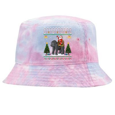 Gorilla Ugly Xmas Gift Santa Riding Gorilla Christmas Gift Tie-Dyed Bucket Hat