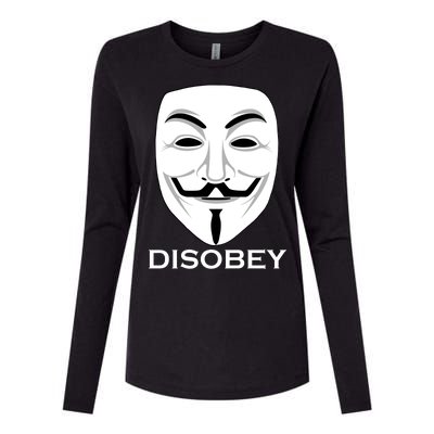 Guy Fawkes Mask Disobey Womens Cotton Relaxed Long Sleeve T-Shirt