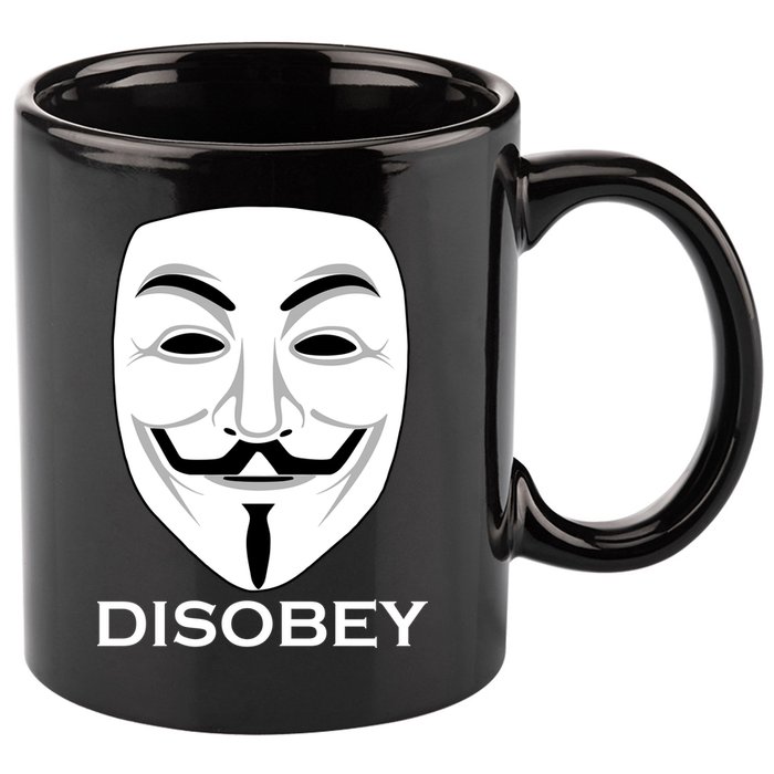 Guy Fawkes Mask Disobey 11oz C Handle Ceramic Mug