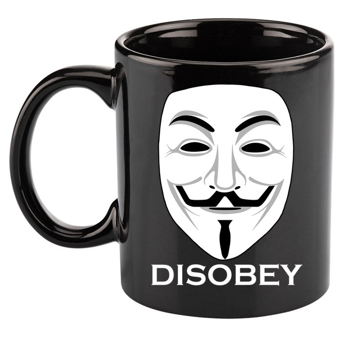 Guy Fawkes Mask Disobey 11oz C Handle Ceramic Mug