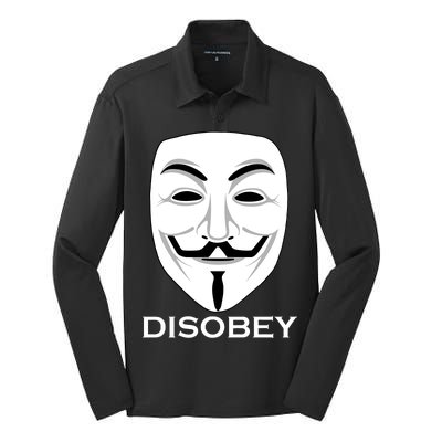 Guy Fawkes Mask Disobey Silk Touch Performance Long Sleeve Polo