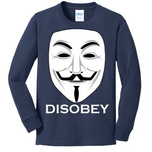 Guy Fawkes Mask Disobey Kids Long Sleeve Shirt