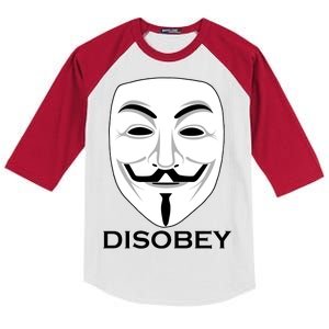 Guy Fawkes Mask Disobey Kids Colorblock Raglan Jersey