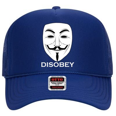 Guy Fawkes Mask Disobey High Crown Mesh Back Trucker Hat