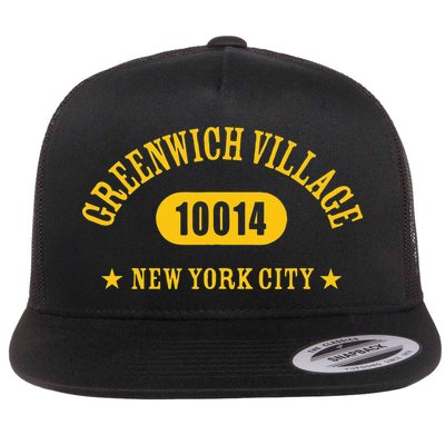 Greenwich Village 10014 New York City Nyc Athletic Design Flat Bill Trucker Hat