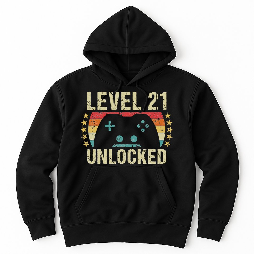 Gaming Vintage 21st Birthday Gift 21 Year Old Boy Girl Gamer Hoodie