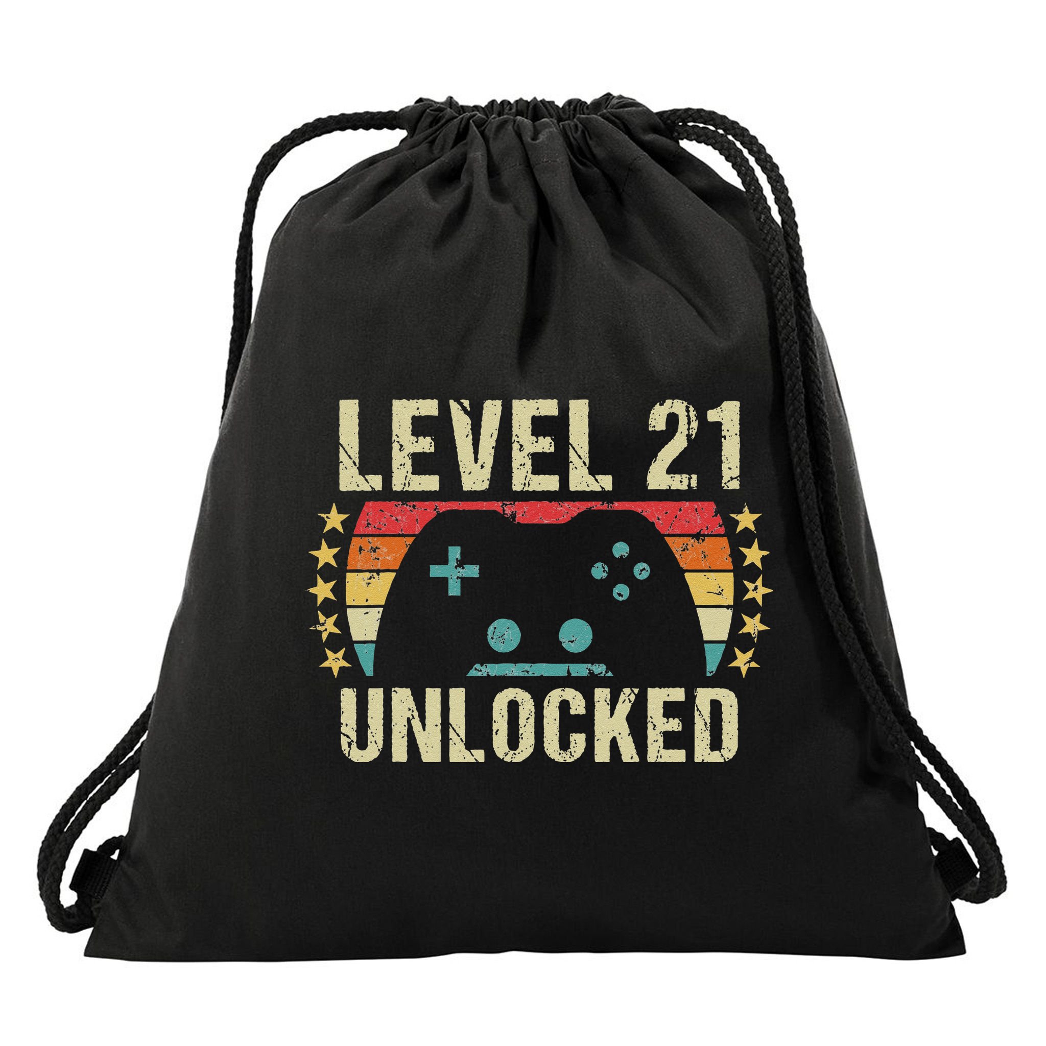 Gaming Vintage 21st Birthday Gift 21 Year Old Boy Girl Gamer Drawstring Bag